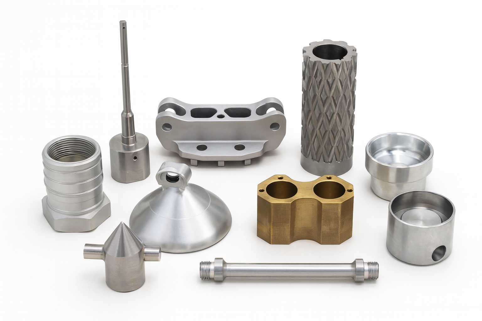 Beispielteile – Edelstahl- und Messingkomponenten